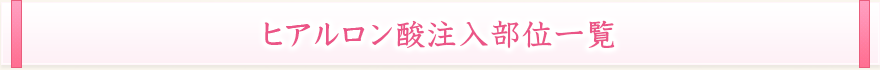 ヒアルロン酸注入部位一覧